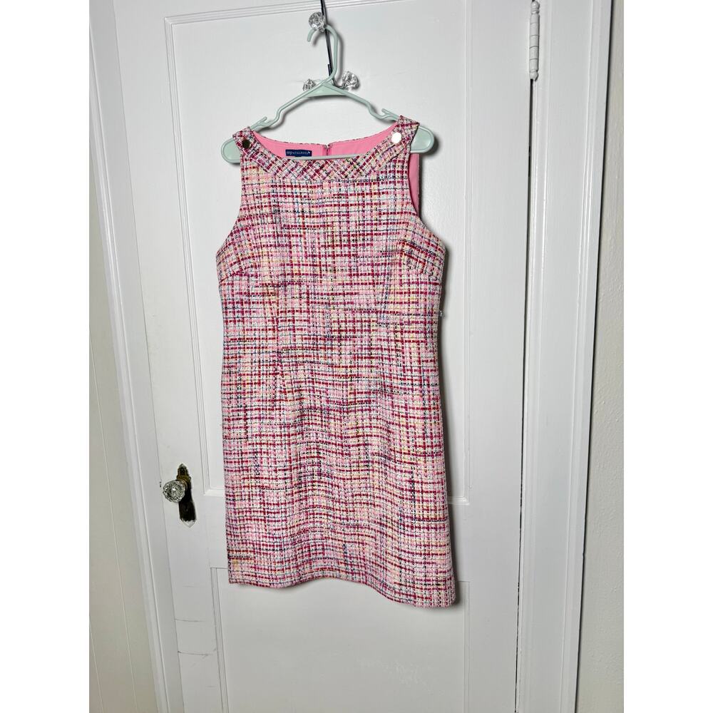 RSVP by Talbots pink tweed Elle woods sleeveless shift dress preppy size 14 P - Picture 2 of 8